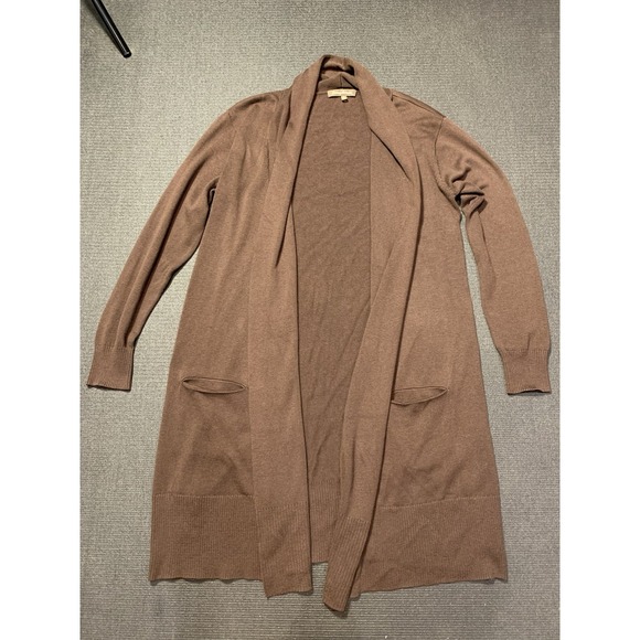 Tommy Bahama cardigan Path Long Cardigan Size Medium Brown Silk Cotton Cashmere - Picture 1 of 5